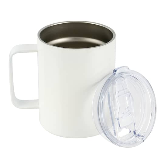 13oz. White Stainless Steel Sublimation Mug with Lid by Make Market&#xAE;
